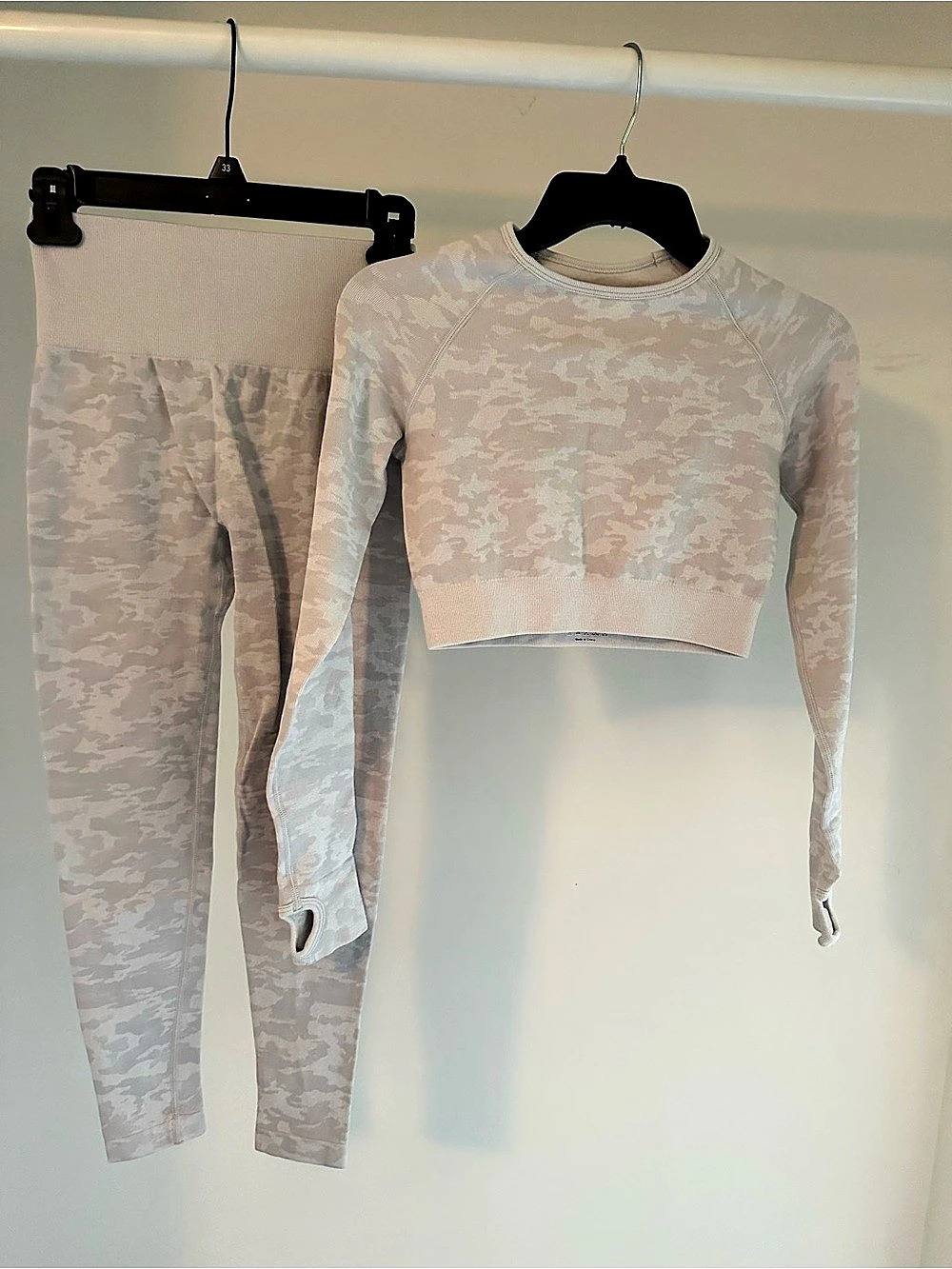 White Camo Workout Set With Leggings & Top